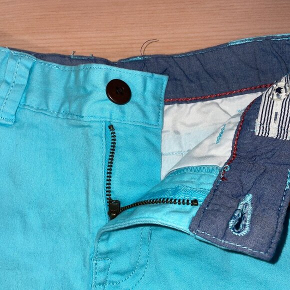 Wonder Nation Boys Aqua Blue Flat Front Shorts With Button Closure Size 8 Cotton - Picture 4 of 7
